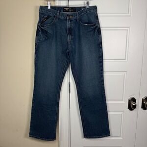 Ariat Rebar M4 Jeans Mens 34/34 (35/32) Blue Carbine Relaxed Boot DuraStretch